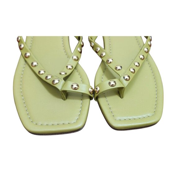 Ulla Johnson Olive Green Studded Sandals Size 9.5US Square Toe Crisscross Strap - Picture 4 of 11